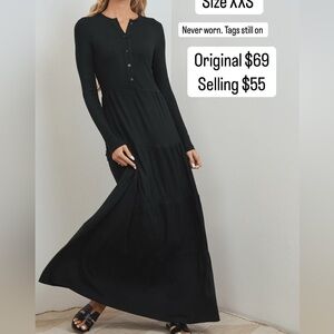Chic Black Long Sleeve Maxi Dress